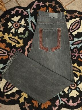 🔥🔥Y2k Urban Label Men's Gray Jeans with Red Stitching🔥🔥 Size 33w X 32Lskater